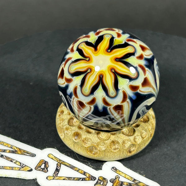 Anton Bodor Art Glass Marble, Jelly Daze raked raze, 2025