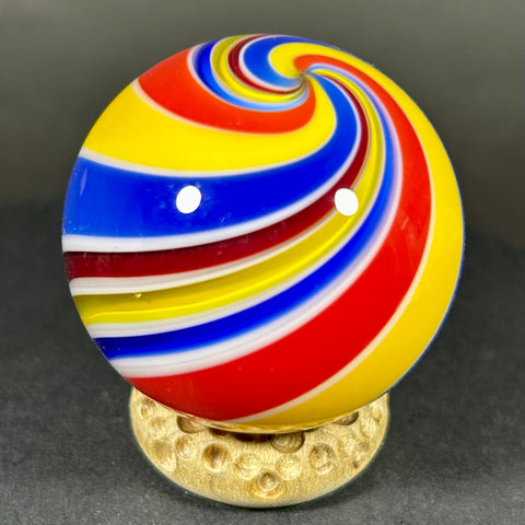 Hot House Glass Art Glass Marble, light bright swirl, 1.76” 2017