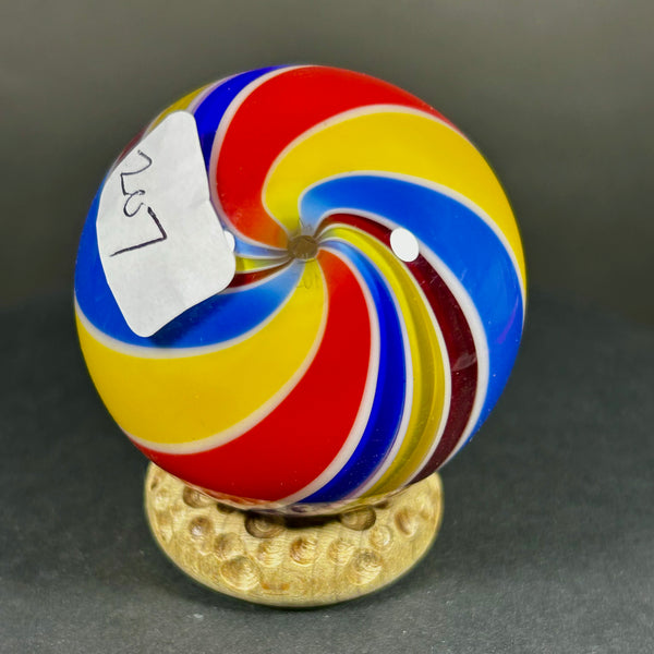 Hot House Glass Art Glass Marble, light bright swirl, 1.76” 2017