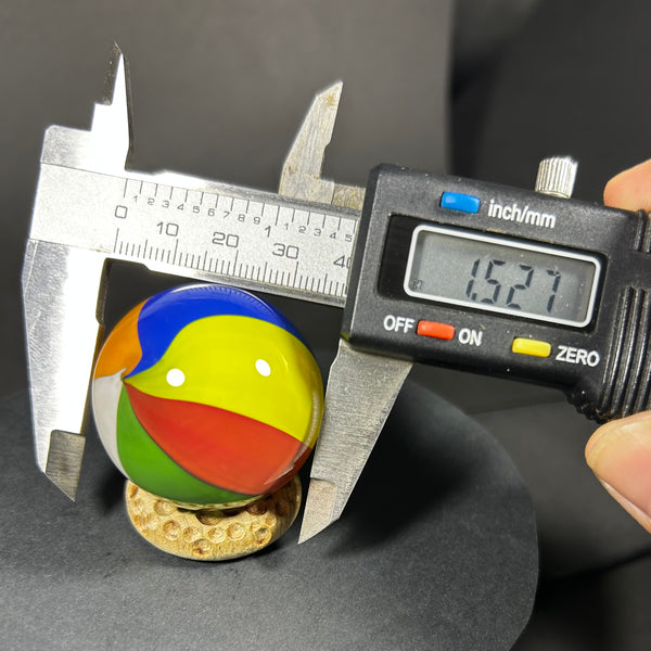 Rolf Wald, Large Classic Beach Ball, Art Glass Marble, 1.52” 1995