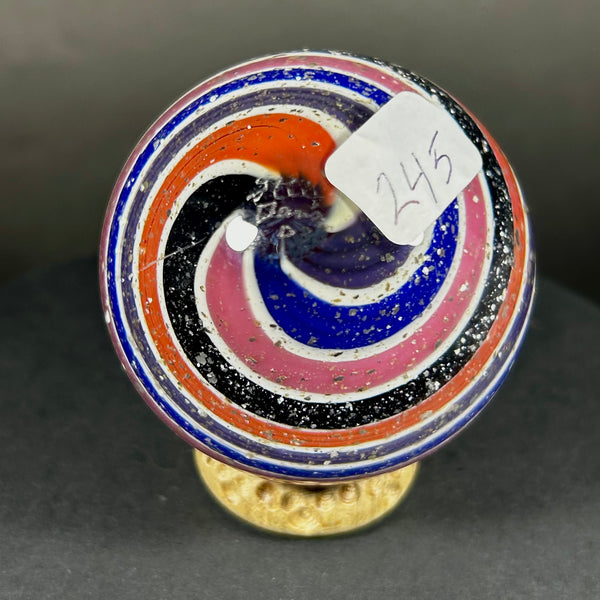 Steve Davis Art Glass Marble, Pretty in pink swirl, 2.17” 2003