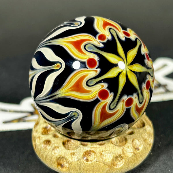 Anton Bodor Art Glass Marble, Jelly Daze raked raze, 2025