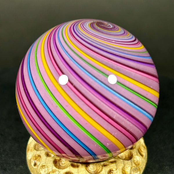 Geoffrey Beetem Art Glass Marble, pink core, clam broth  1.38”