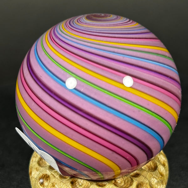 Geoffrey Beetem Art Glass Marble, pink core, clam broth  1.38”