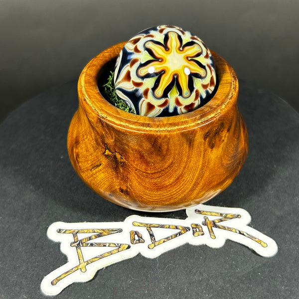 Anton Bodor Art Glass Marble, Jelly Daze raked raze, 2025