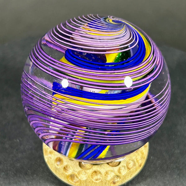 Jody Fine Art Glass Marble, fine lines on lines and a hidden core, 1.64”