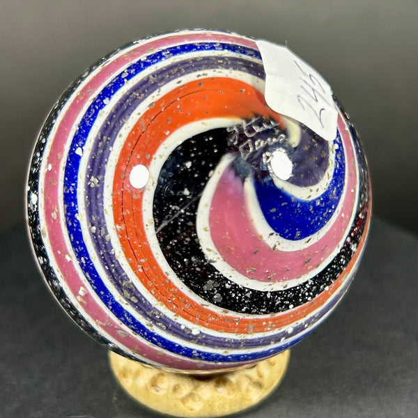 Steve Davis Art Glass Marble, Pretty in pink swirl, 2.17” 2003