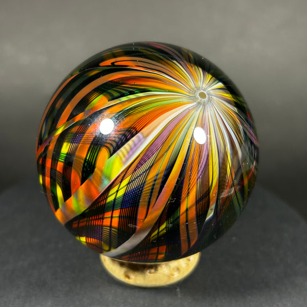 Hot House Glass Art Glass Marble, 10 section, rainbow weave super plaid, 2.48” Toebreaker 2006