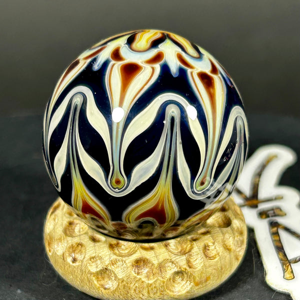 Anton Bodor Art Glass Marble, Jelly Daze raked raze, 2025