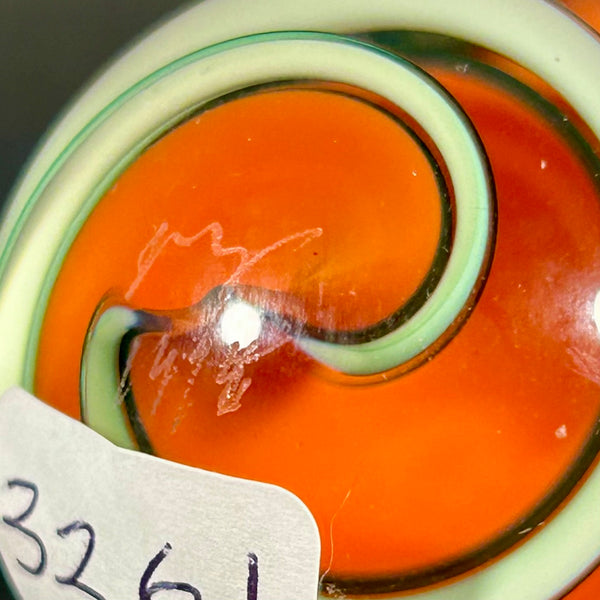 Fritz Lauenstein Art Glass Marble, Orange dream swirl 1.58”