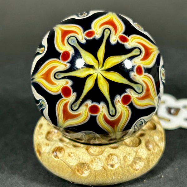 Anton Bodor Art Glass Marble, Jelly Daze raked raze, 2025