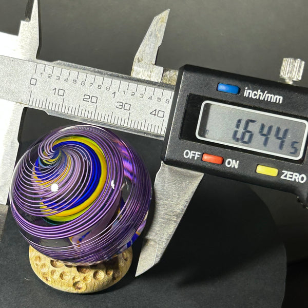 Jody Fine Art Glass Marble, fine lines on lines and a hidden core, 1.64”