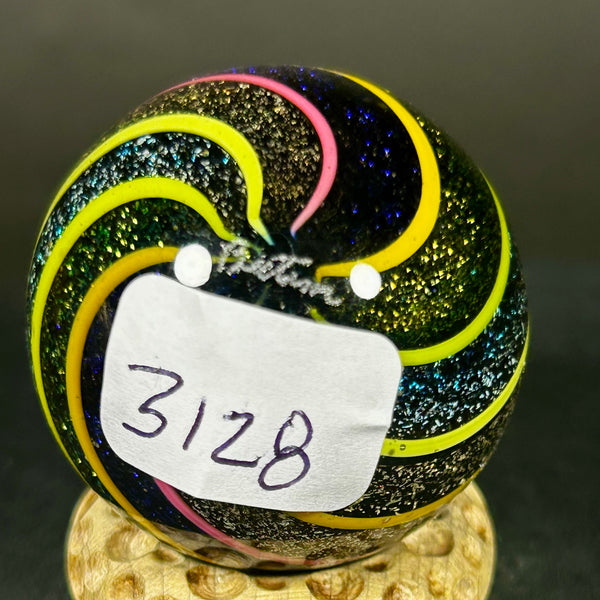 Geoffrey Beetem Art Glass Marble, Dichro core with bright banding 1.37”