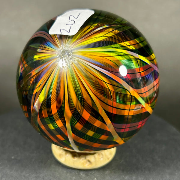 Hot House Glass Art Glass Marble, 10 section, rainbow weave super plaid, 2.48” Toebreaker 2006