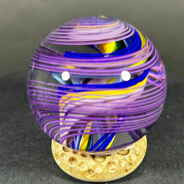 Jody Fine Art Glass Marble, fine lines on lines and a hidden core, 1.64”