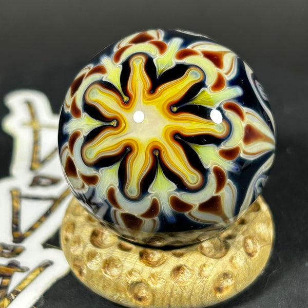 Anton Bodor Art Glass Marble, Jelly Daze raked raze, 2025