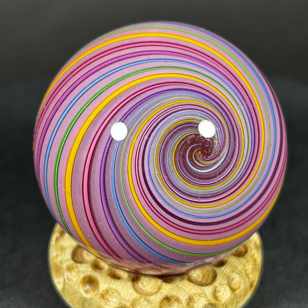 Geoffrey Beetem Art Glass Marble, pink core, clam broth  1.38”