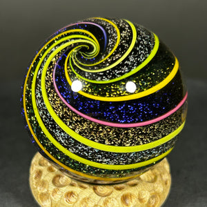 Geoffrey Beetem Art Glass Marble, Dichro core with bright banding 1.37”