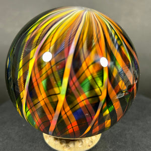 Hot House Glass Art Glass Marble, 10 section, rainbow weave super plaid, 2.48” Toebreaker 2006