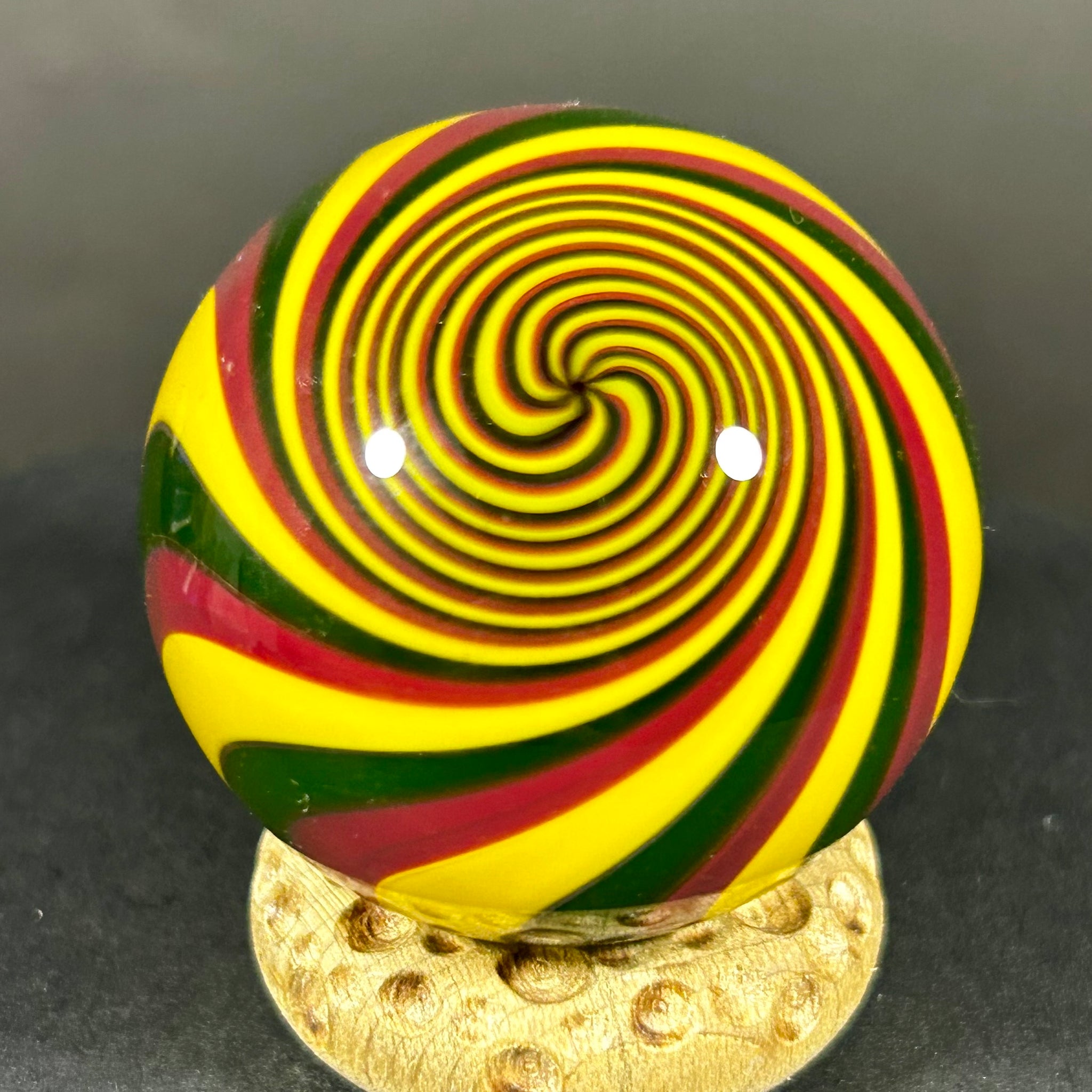 Fritz Lauenstein Art Glass Marble, tranquill swirl 1.57”