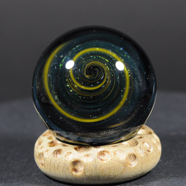 Douglas Ferguson Art Glass Marble, Reverse Vortex dream in Green