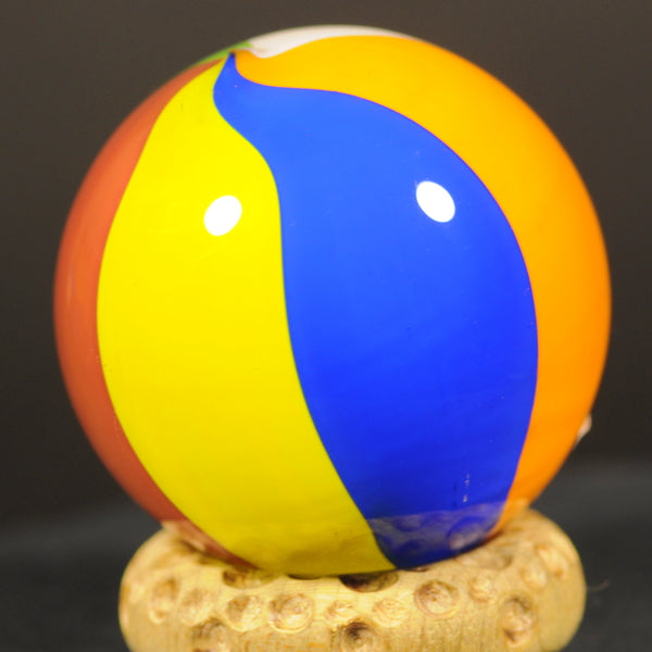 Rolf Wald, Large Classic Beach Ball, Art Glass Marble, 1.52” 1995
