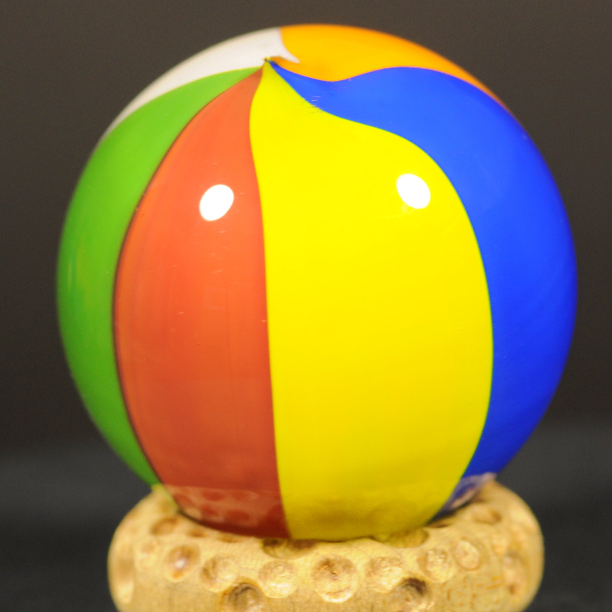 Rolf Wald, Large Classic Beach Ball, Art Glass Marble, 1.52” 1995