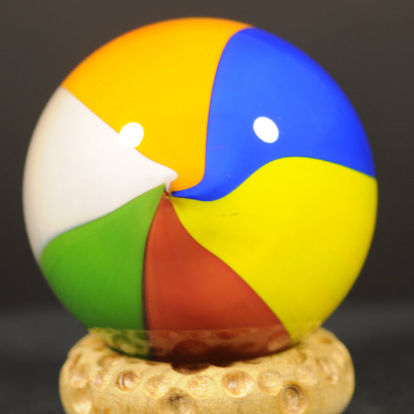 Rolf Wald, Large Classic Beach Ball, Art Glass Marble, 1.52” 1995