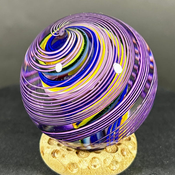 Jody Fine Art Glass Marble, fine lines on lines and a hidden core, 1.64”