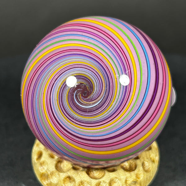 Geoffrey Beetem Art Glass Marble, pink core, clam broth  1.38”