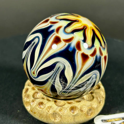 Anton Bodor Art Glass Marble, Jelly Daze raked raze, 2025