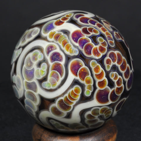 Anton Bodor Art Glass Marble, Wormhole #1, UV Core 2024 - 44.5mm