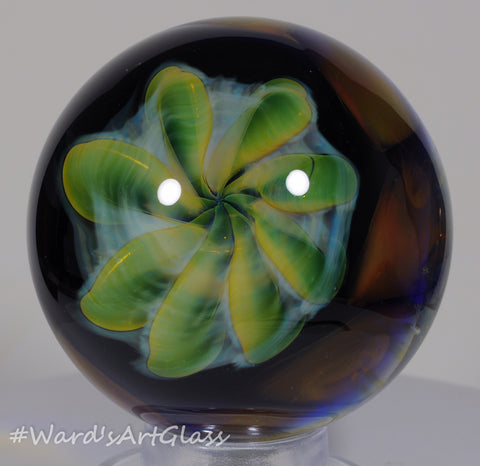 Stan Skipper - Jolly Green Giant fume flower, Marble. 2.18" With Galaxy spiral back