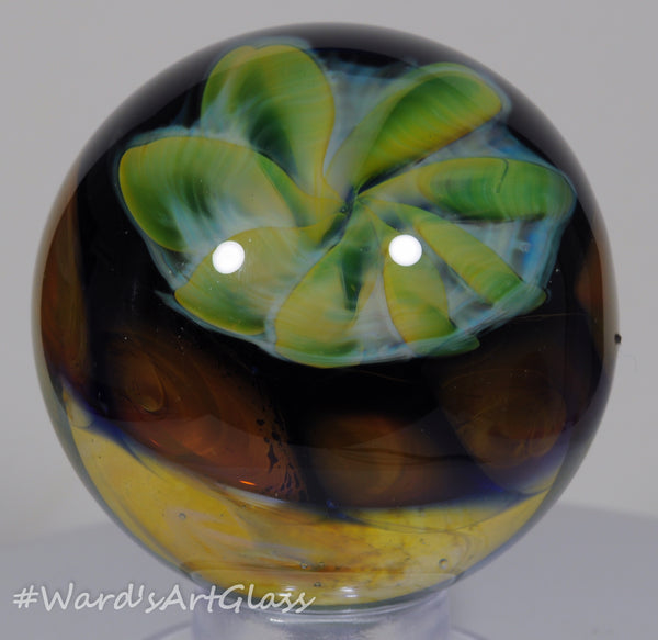 Stan Skipper - Jolly Green Giant fume flower, Marble. 2.18" With Galaxy spiral back