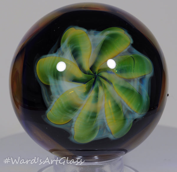 Stan Skipper - Jolly Green Giant fume flower, Marble. 2.18" With Galaxy spiral back