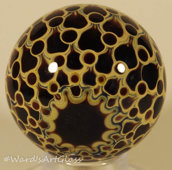 Anton Bodor Art Glass Marble, BloodWine Dot Stack weave with a deep Vortex 1.8" 2005