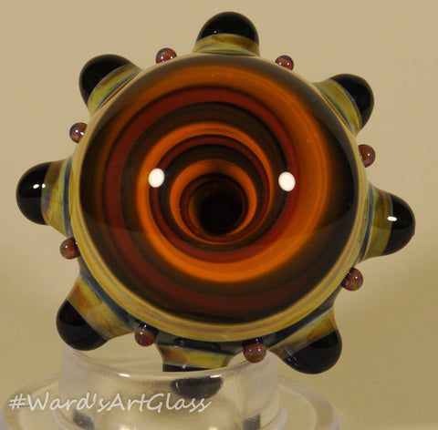 Anton Bodor Art Glass Marble, Super Hobnail Vortex  1.4" 2007