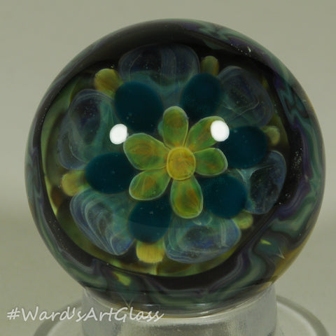 Stan Skipper Spring Green Multi Fume Flower with Hidden Opal, Marble. 1.47"