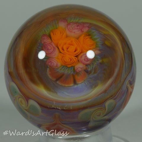 Chris Rice, Spring Bloom Bouquet with Flower pull and Weaved PinWheel Boro Marble. 1.74"