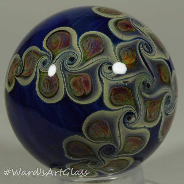 Chris Rice, Fumed SeaShore Bloom with a Braided PinWheel pattern Boro Marble. 1.80"