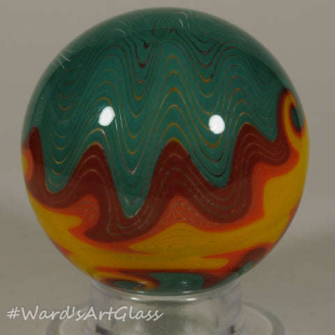 Chris Rice, Large Hollow WigWag, Boro Marble. 1.8"