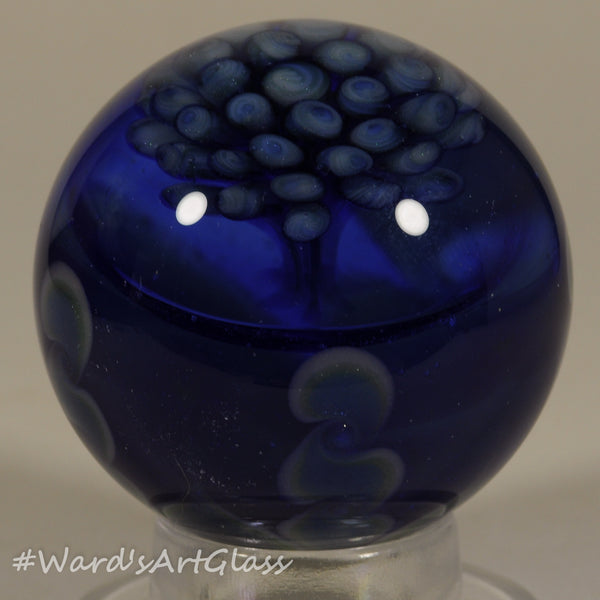 Chris Rice, Big Blue Bouquet over Translucent Blue Sparkle and Dot stack, Boro Marble. 1.67"