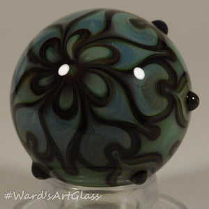 Chris Rice, Interwoven Wonder in Green, Dots and Hobnails, Boro Marble. 1.51"