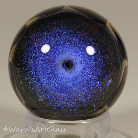 Chris Rice, Starstream Seeker Dichro  Spiral Cloud with Pinwheel Weave, Boro Marble. 1.36"