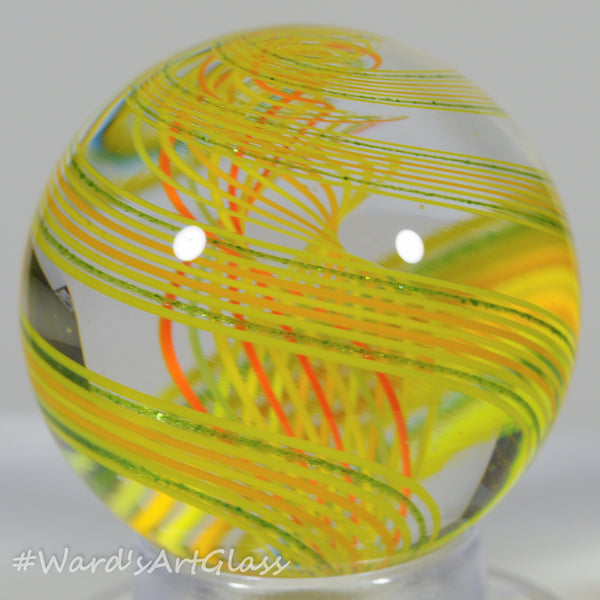 Parke Soft Glass, Yellow Fine Line Latticino 1.52"