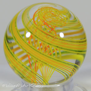 Parke Soft Glass, Yellow Fine Line Latticino 1.52"
