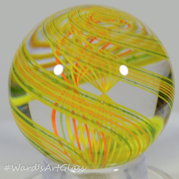 Parke Soft Glass, Yellow Fine Line Latticino 1.52"