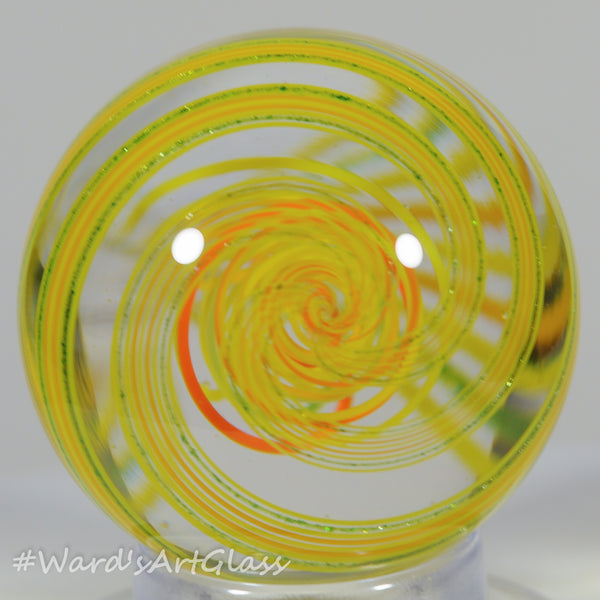 Parke Soft Glass, Yellow Fine Line Latticino 1.52"