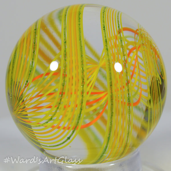 Parke Soft Glass, Yellow Fine Line Latticino 1.52"