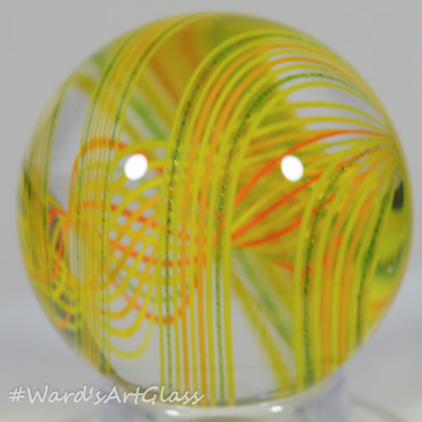 Parke Soft Glass, Yellow Fine Line Latticino 1.52"